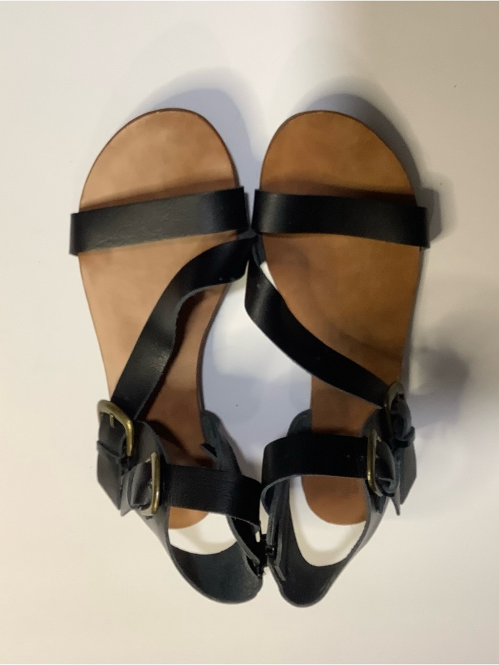 Women’s Black Leather Buckle Strap Sandals